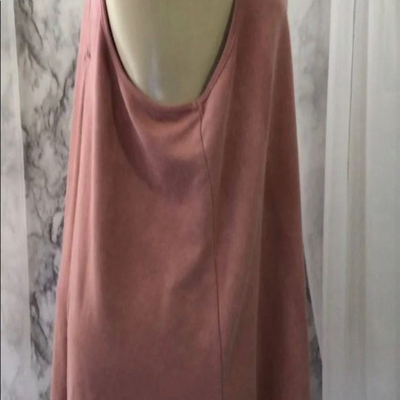 Paper Crane blush Sleeveless Racerback fit and flare Faux Suede Back Zip Dress - Picture 8 of 8
